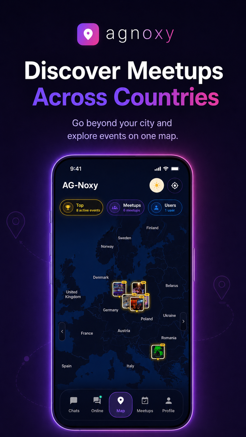 Discover meetups across countries